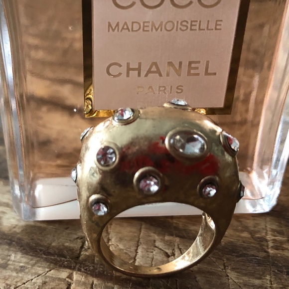 Gold 60's style color Cocktail Ring size 9 - Picture 4 of 4